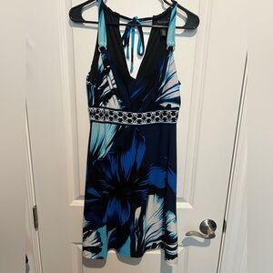 White House Black Market Blue and Black Dress